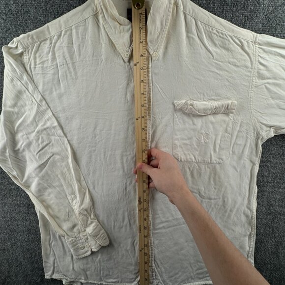 Calvin Klein Long Sleeve Button Up Shirt Men Size 100 (XL) Ivory Soft Viscose ** - Picture 3 of 16